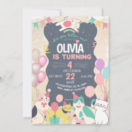 Invitación Gatito lindo / Gato Vamos fiesta de cumpleaños inc