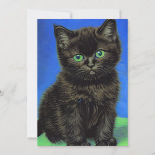 Invitación Gatito negro estilo Van Gogh