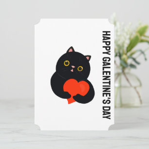 Invitación Gatito negro feliz el día de Galentine le da coraz