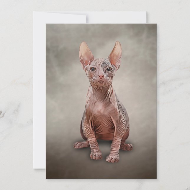 Invitación Gatito Sphynx plano (Anverso)