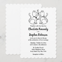 Invitación Gatitos Bodas negros y modernos gatitos