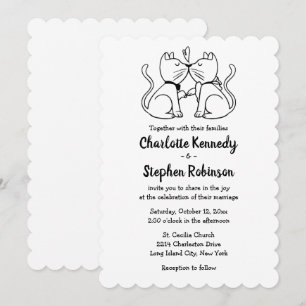 Invitación Gatitos Bodas negros y modernos gatitos