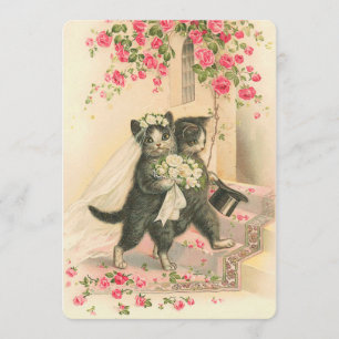 Invitación Gatitos de bodas vintage