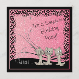 Invitación Gatitos de la fiesta de cumpleaños del niño sorpre