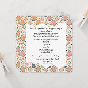 Invitación Gatitos de la selva y flores