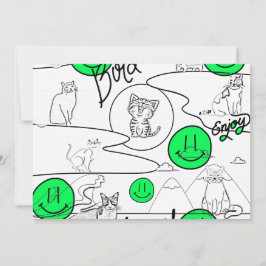 Invitación Gatitos maúllan fiesta de verano gato playa 