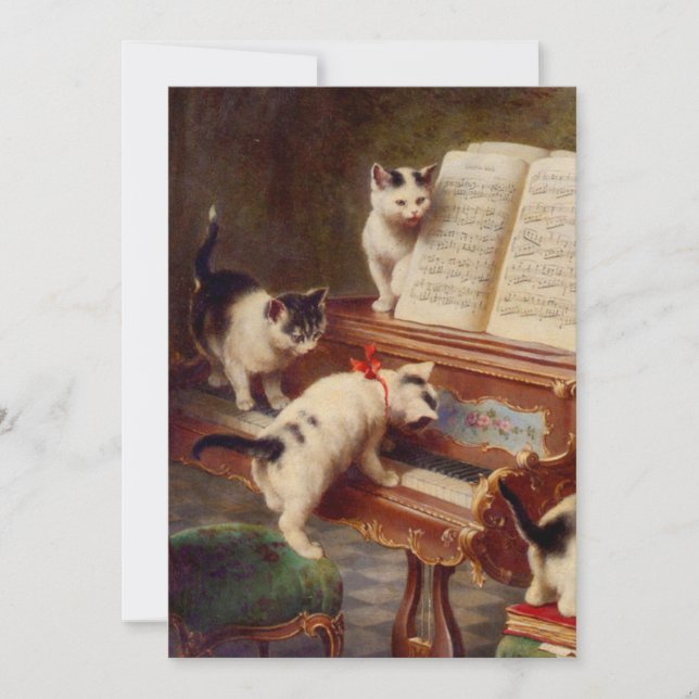 Invitación Gatitos y piano (Anverso)
