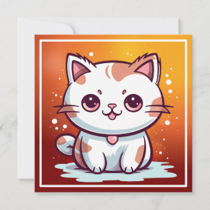 Invitación Gato adorable al estilo Kawaii Clipart
