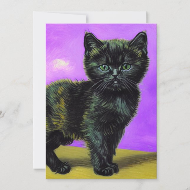 Invitación Gato al estilo de Van Gogh (Anverso)