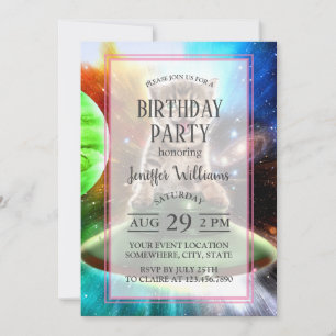 Invitación Gato alienígena en el platillo de ufo