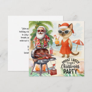 Invitación Gato ama a los Navidades en julio Fiesta