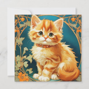 Invitación Gato Art Nouveau de Alphonse Mucha