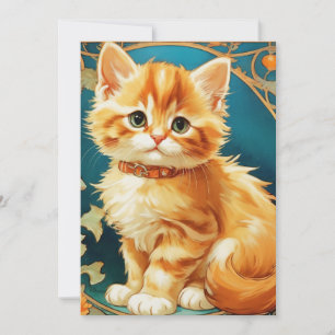 Invitación Gato Art Nouveau de Alphonse Mucha