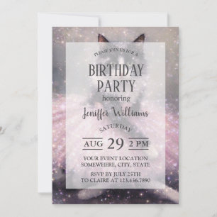 Invitación Gato Bailarina Brillante en Tutú Rosa