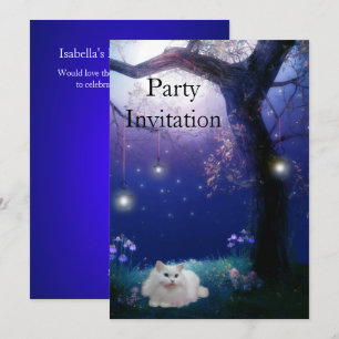 Invitación Gato Blanco Al Fiesta Del Árbol