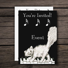 Invitación Gato blanco en las llaves del piano