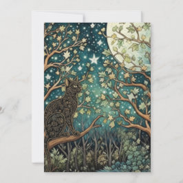 Invitación Gato boho cielo nocturno estrellado bosque