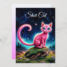 Invitación Gato brillante caprichoso, ojos azules de cola lar