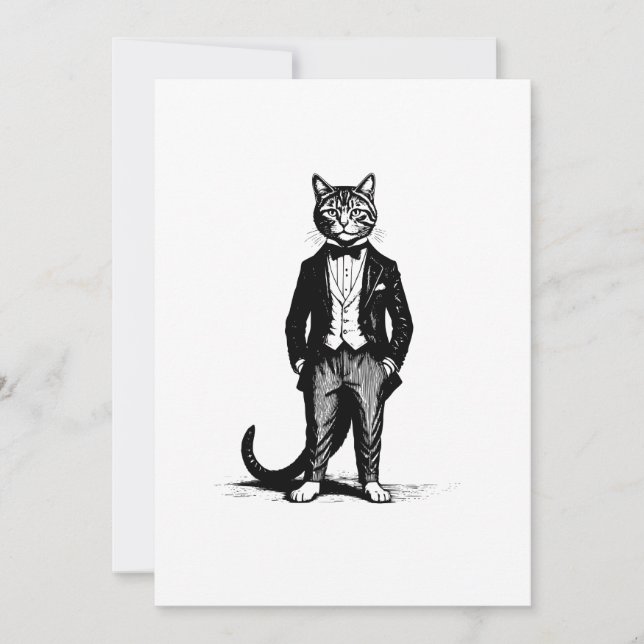 Invitación Gato clásico de Tuxedo (Anverso)