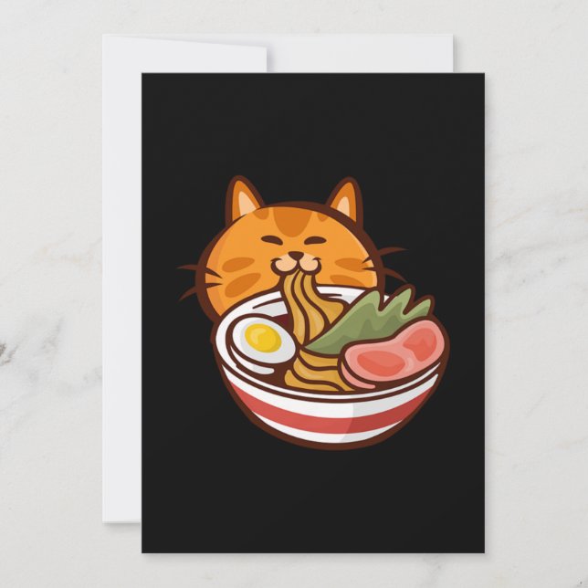 Invitación Gato comiendo Ramen Japón Gif Mascota gatito gatit (Anverso)