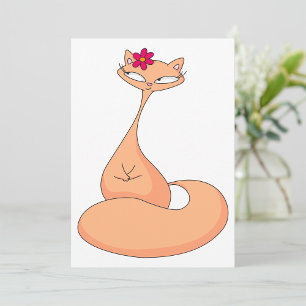 Invitación Gato con flor lindo Kawaii Kitty