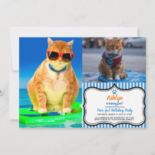 Invitación Gato con gafas de sol navegando en el océano