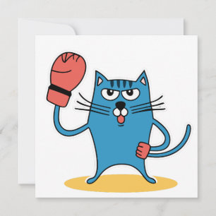 Invitación Gato con guantes de boxeo