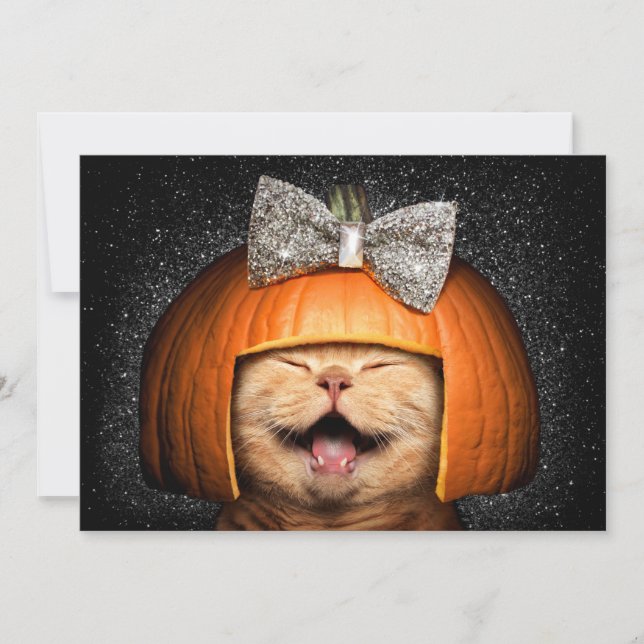 Invitación Gato Con Pelo De Calabaza (Anverso)