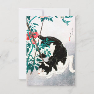 Invitación Gato con planta de tomate (1931) Hiroaki Takahashi