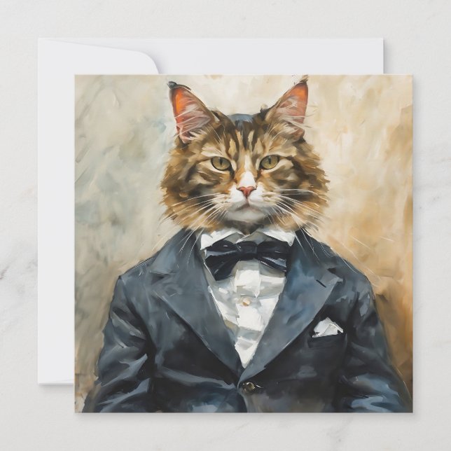 Invitación Gato con traje (Anverso)
