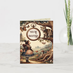 Invitación Gato de Alicia y Cheshire: Fantasía singulares de 