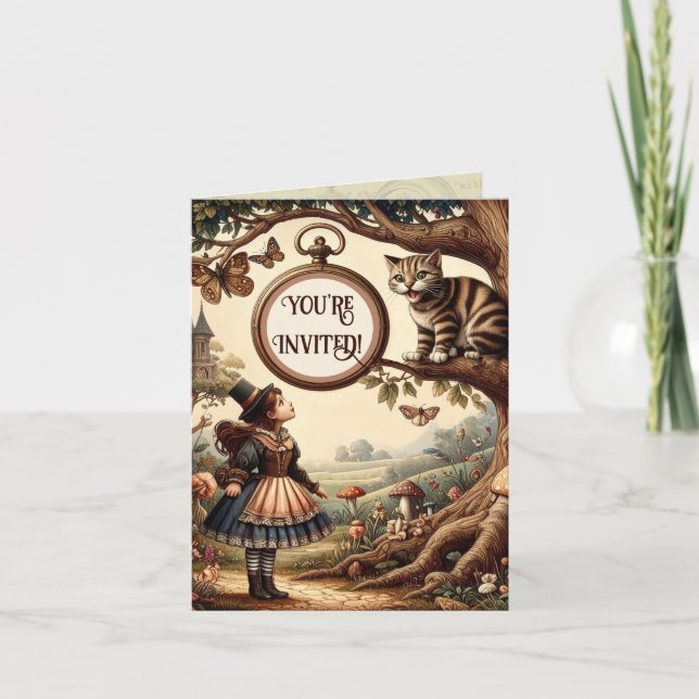 Invitación Gato de Alicia y Cheshire: Fantasía singulares de  (Anverso)