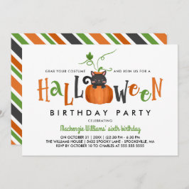 Invitación Gato de calabaza - Fiesta de cumpleaños de Hallowe