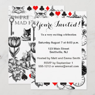 Invitación Gato de Cheshire clásico alice en el país de las m