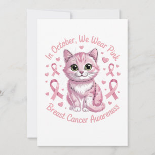 Invitación Gato de Concienciación sobre el Cáncer de Mama en