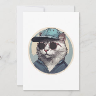 Invitación Gato de dibujos animados con gafas de sol 