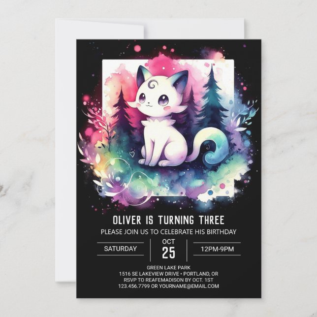 Invitación Gato de fantasía encantado (Anverso)
