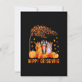 Invitación Gato de felinos felices del Día de Acción de Graci