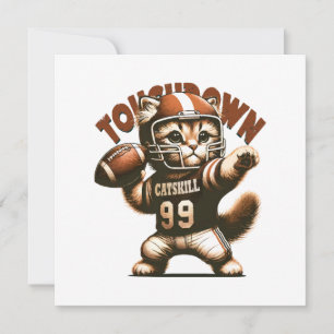 Invitación Gato de Fútbol Americano - Purrfección de Touchdow
