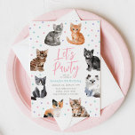 Invitación Gato de gatito vamos a cumpleaños inmorales<br><div class="desc">Celebra el día especial de tu pequeña con esta invitación de cumpleaños con temática de gatito.</div>