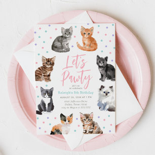 Invitación Gato de gatito vamos a cumpleaños inmorales