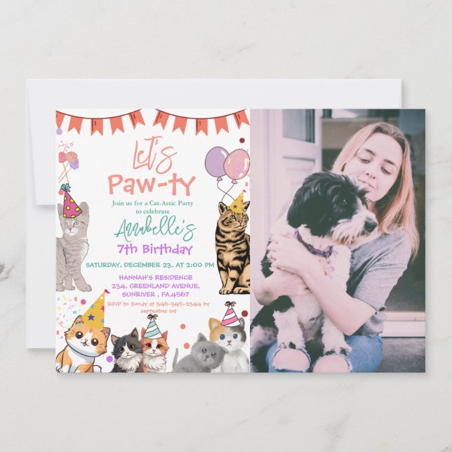 Invitación Gato de gatito vamos a cumpleaños inmorales (Anverso)