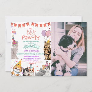 Invitación Gato de gatito vamos a cumpleaños inmorales