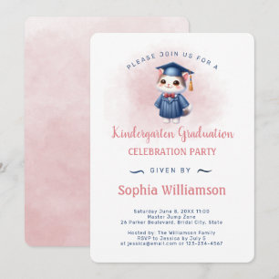 Invitación Gato de graduación para Chica