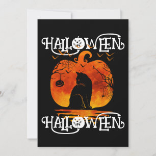 INVITACIÓN GATO DE HALLOWEEN CALABAZA NEGRA