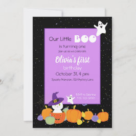 Invitación Gato de Halloween curado en Gorra de brujas