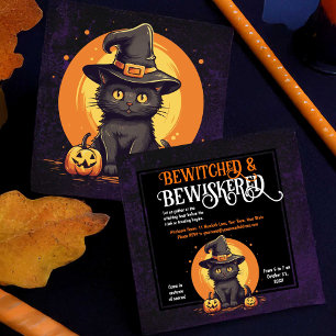 Invitación Gato de Halloween, Fiesta de truco o trato para ni