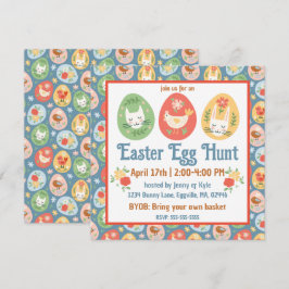 Invitación Gato de Huevo de Pascua, Conejo, Pascua de Chick