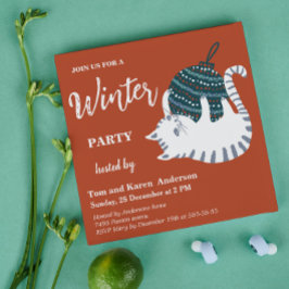 Invitación Gato de juguete de Navidad para fiesta de invierno