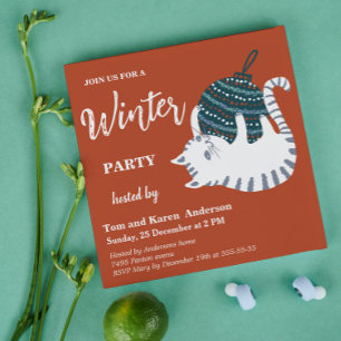 Invitación Gato de juguete de Navidad para fiesta de invierno